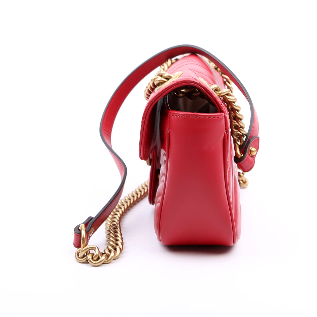 446744 Marmont Leather Shoulder Mini Flap Red