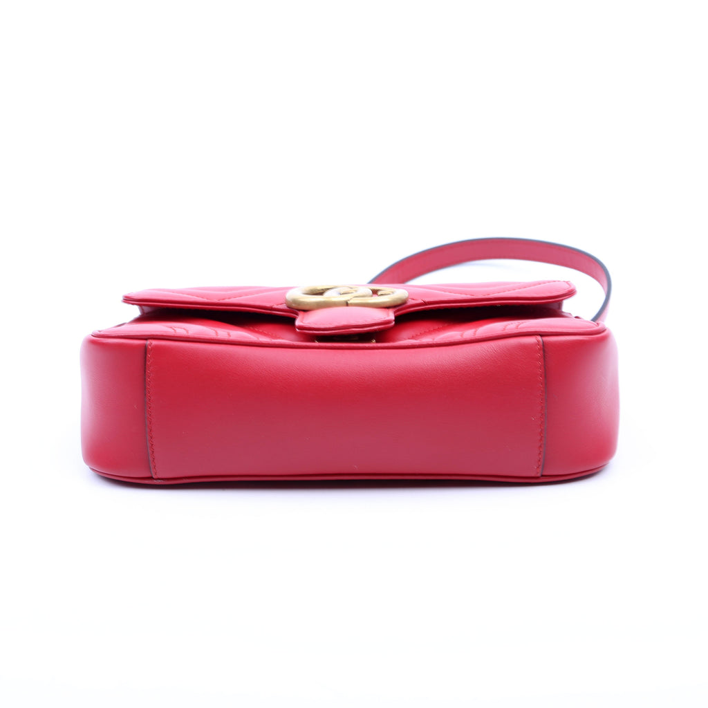 446744 Marmont Leather Shoulder Mini Flap Red