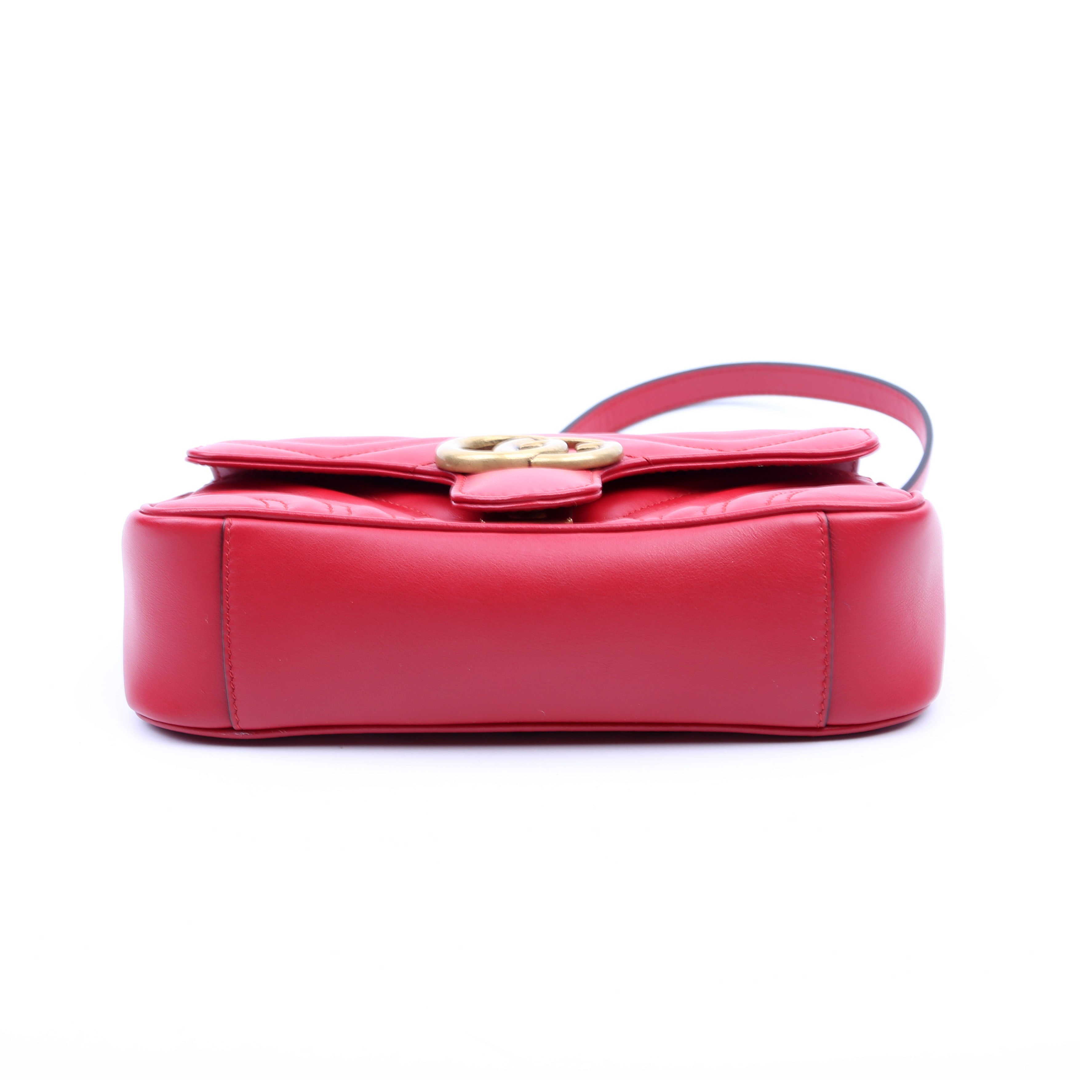 446744 Marmont Leather Shoulder Mini Flap Red