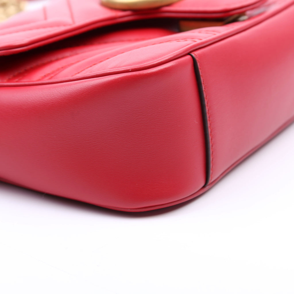446744 Marmont Leather Shoulder Mini Flap Red