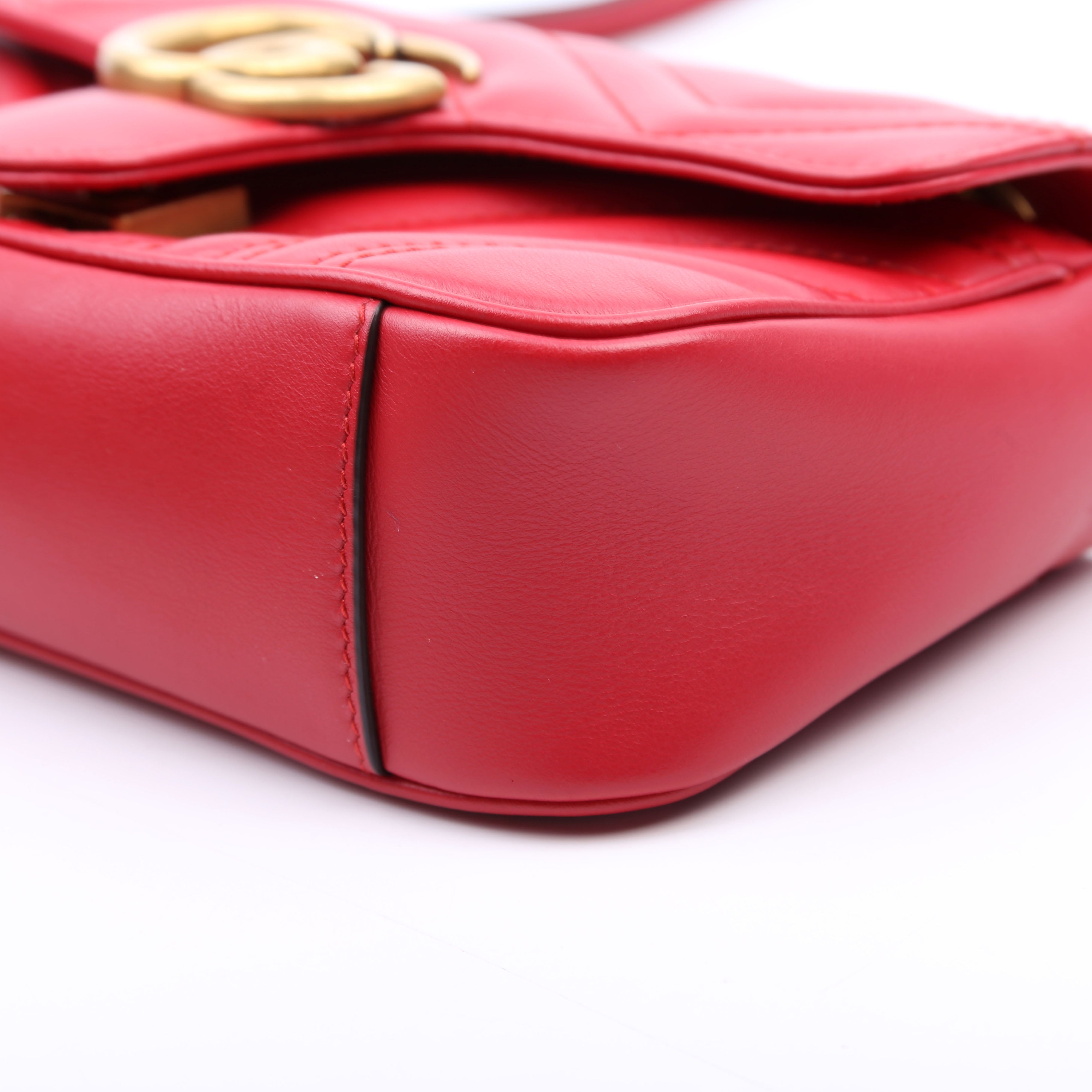 446744 Marmont Leather Shoulder Mini Flap Red