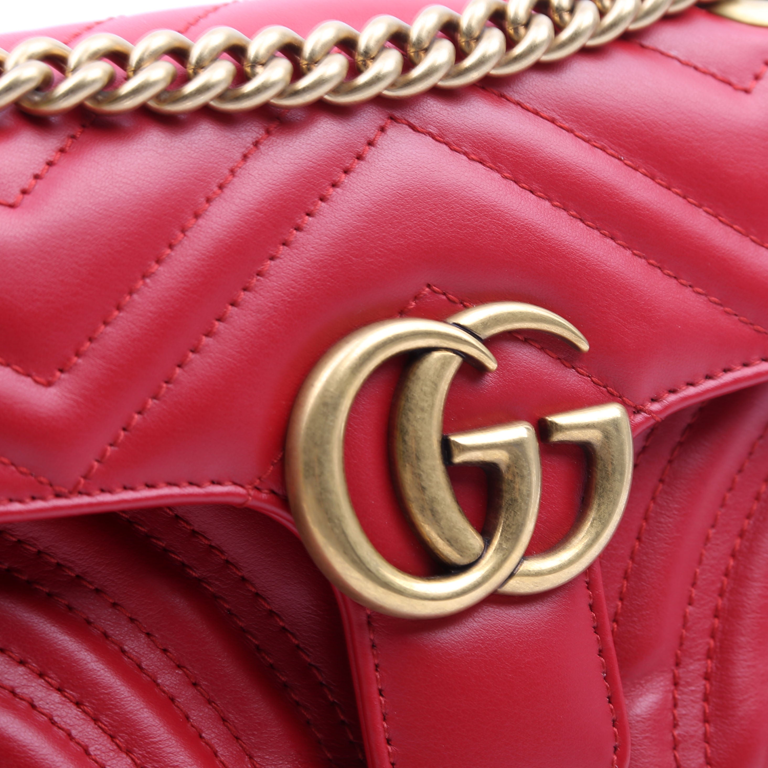 446744 Marmont Leather Shoulder Mini Flap Red