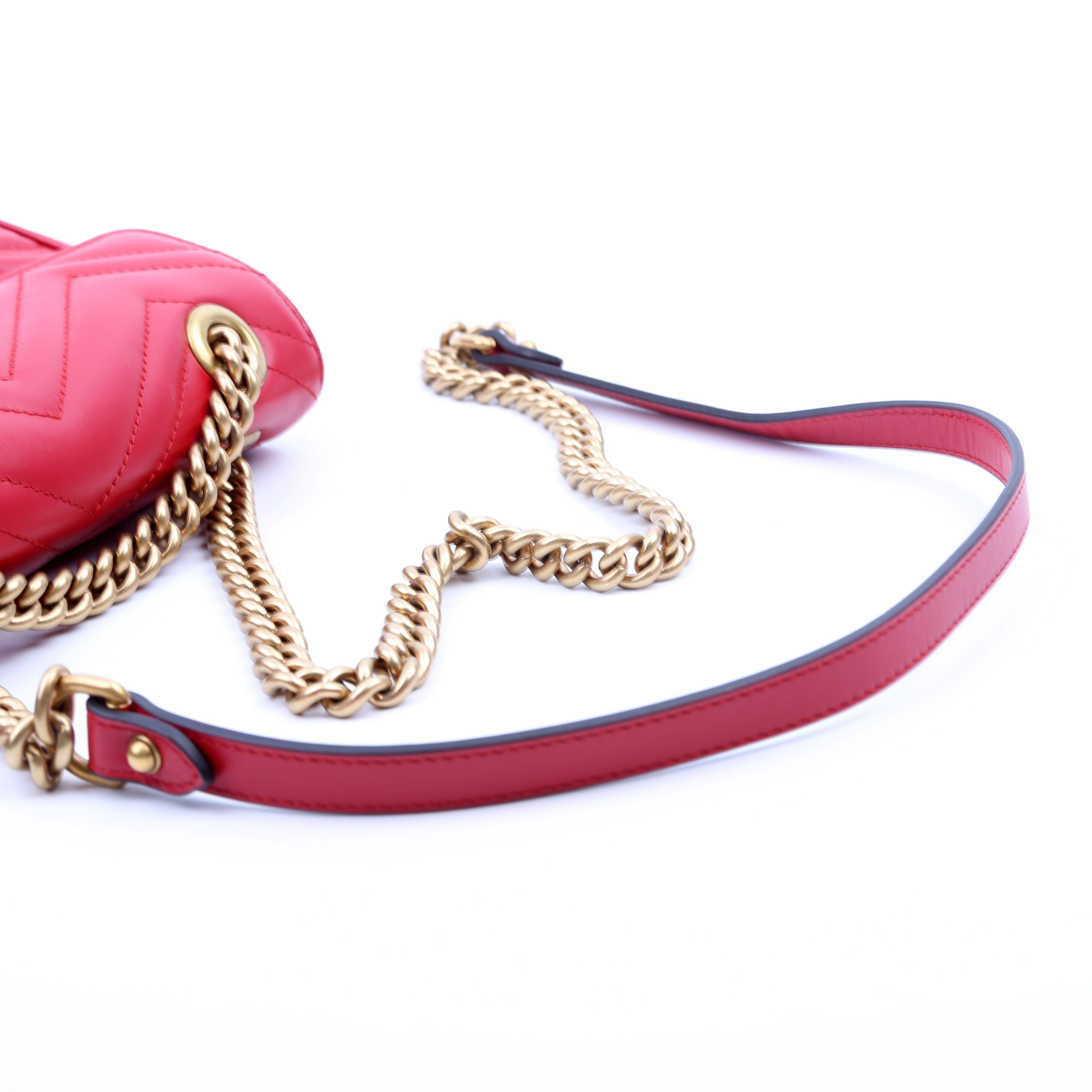 446744 Marmont Leather Shoulder Mini Flap Red