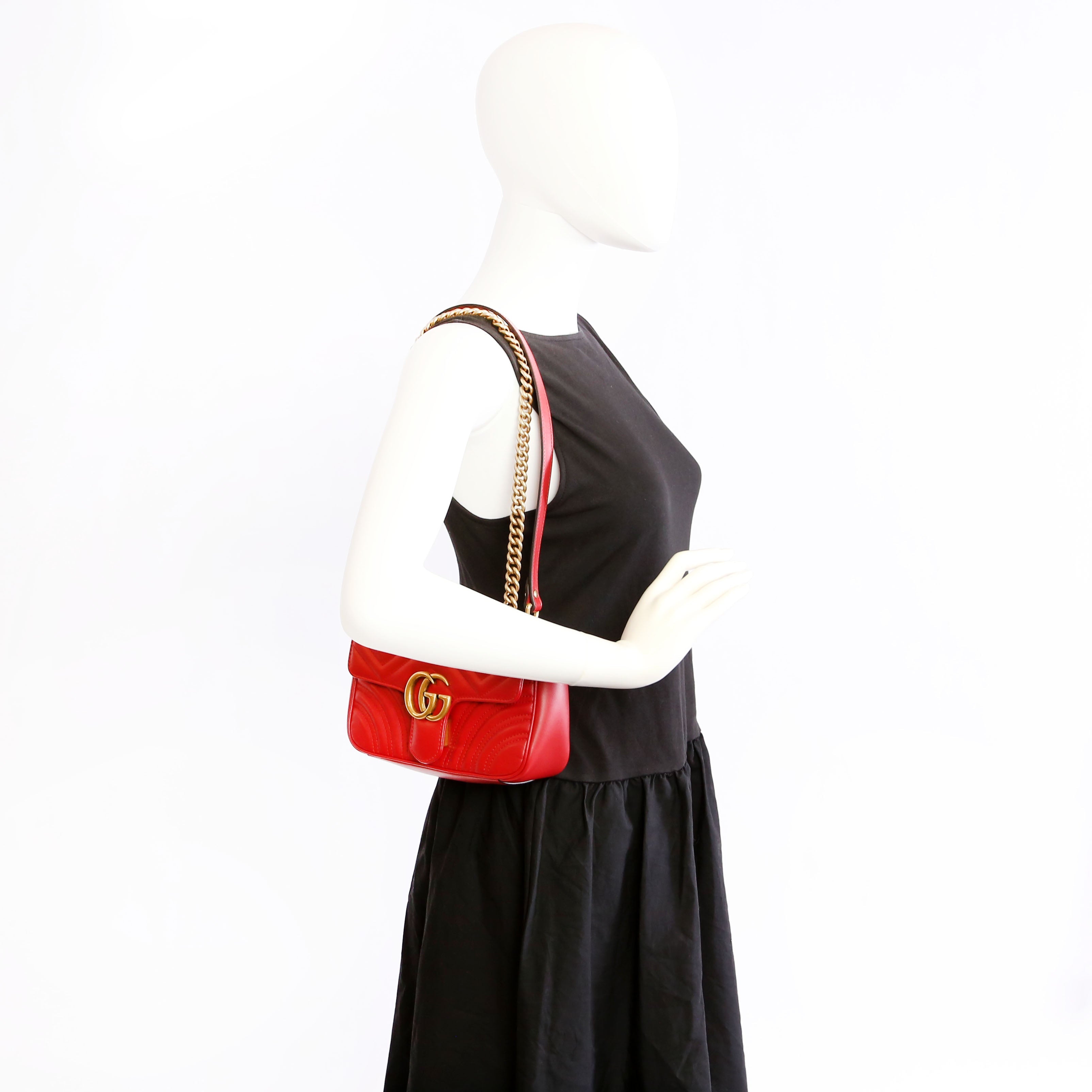 446744 Marmont Leather Shoulder Mini Flap Red