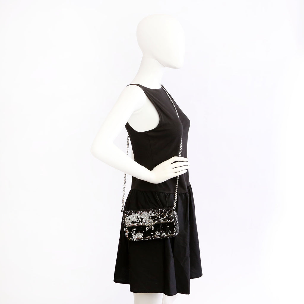 Himmel Sequin Small Shoulder Bag Black