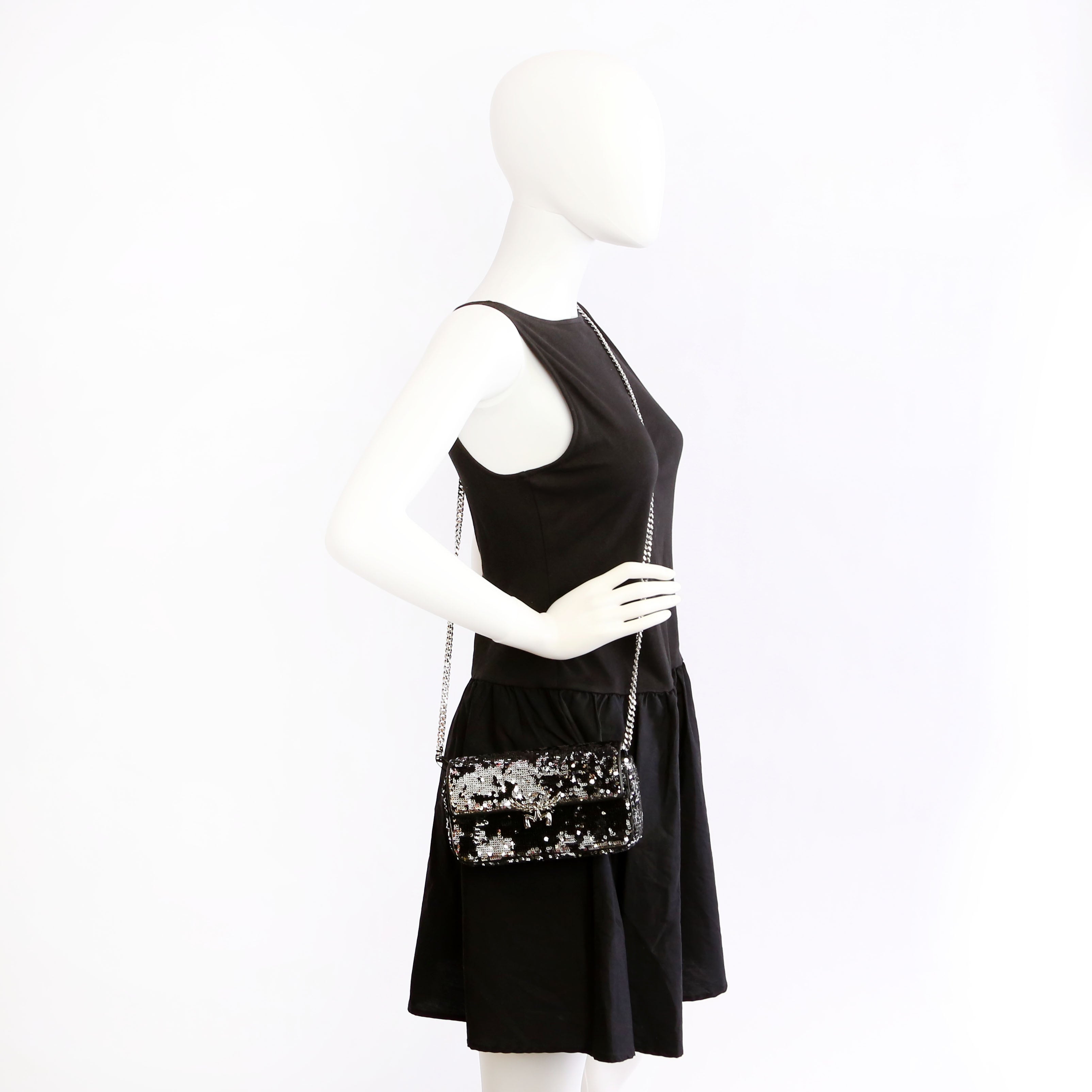 Himmel Sequin Small Shoulder Bag Black