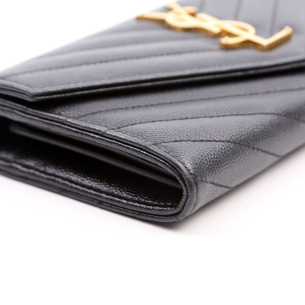Flap Wallet Large Grain De Poudre 372264 Black