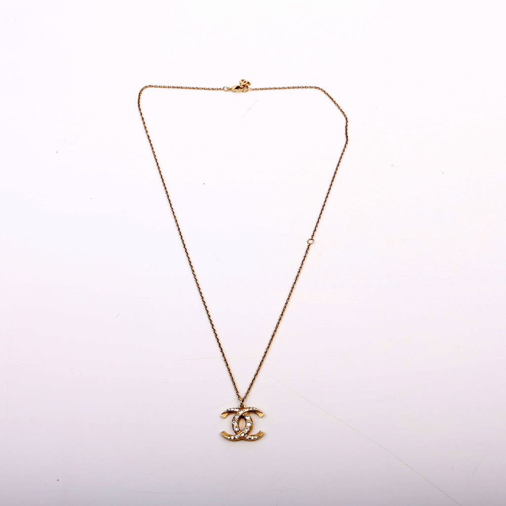 CC Crystal Pendant Necklace Gold