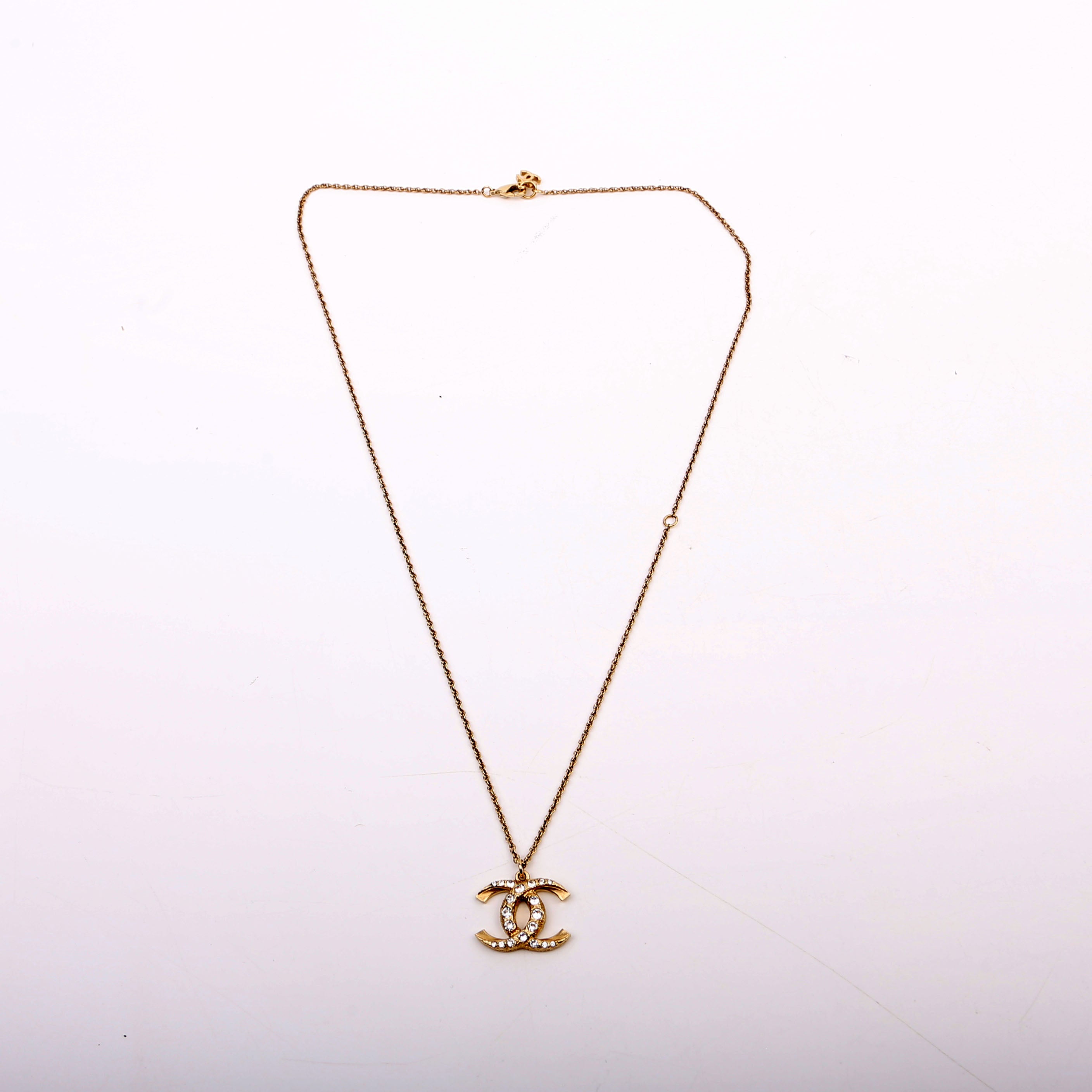 CC Crystal Pendant Necklace Gold