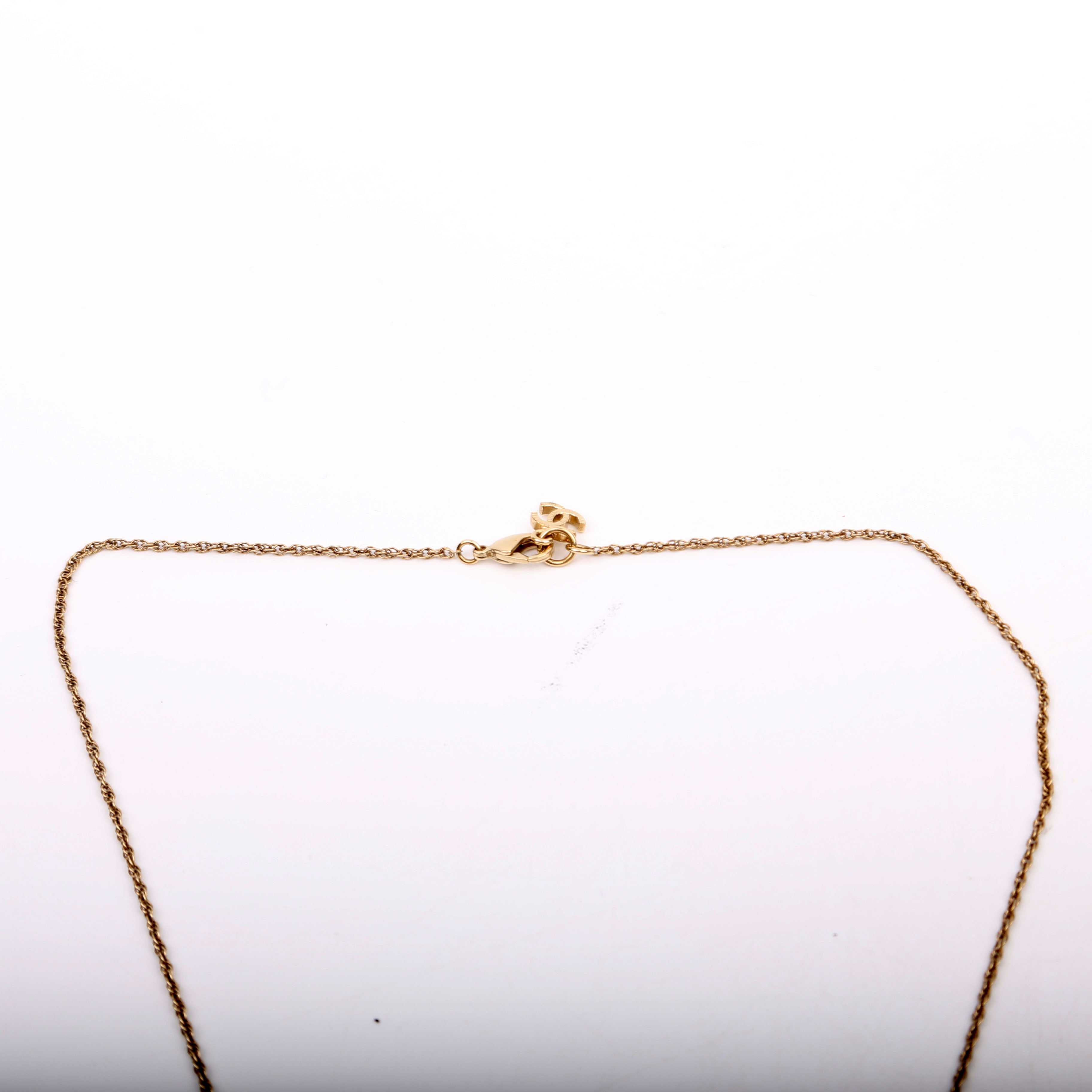 CC Crystal Pendant Necklace Gold