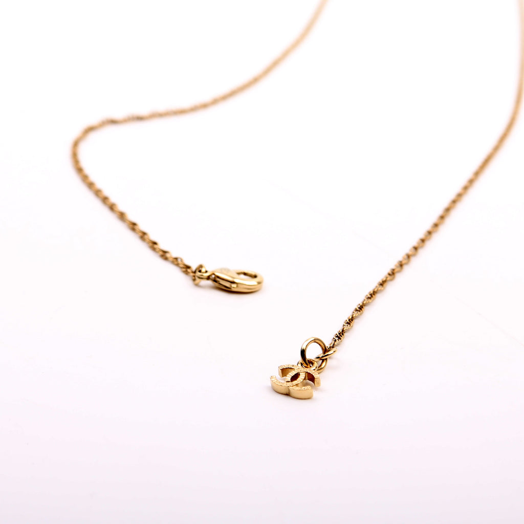 CC Crystal Pendant Necklace Gold