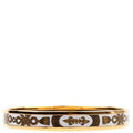 Printed Enamel Narrow Bangle Bracelet Gold/White