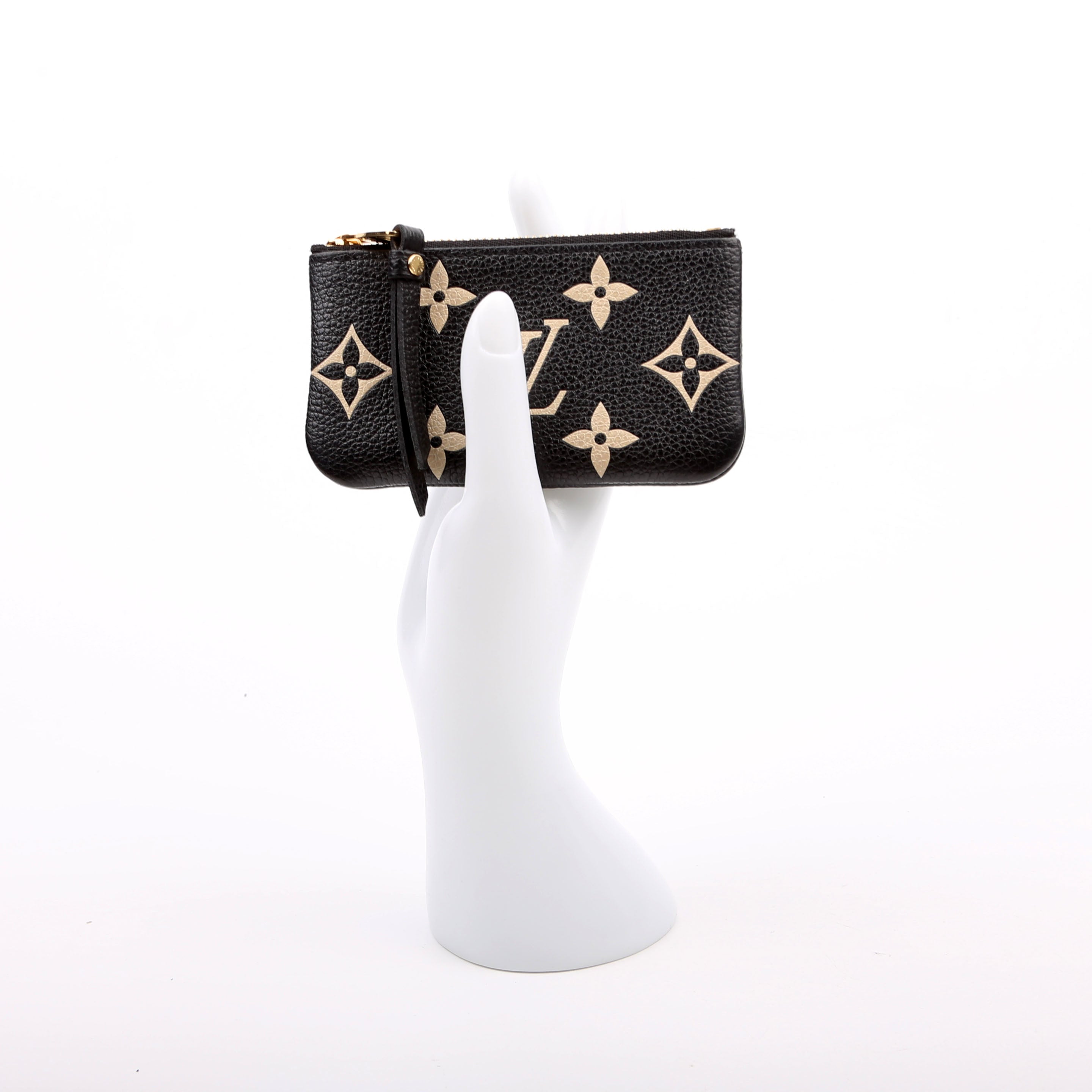 Pochette Cles Bicolor Empreinte Black/Beige