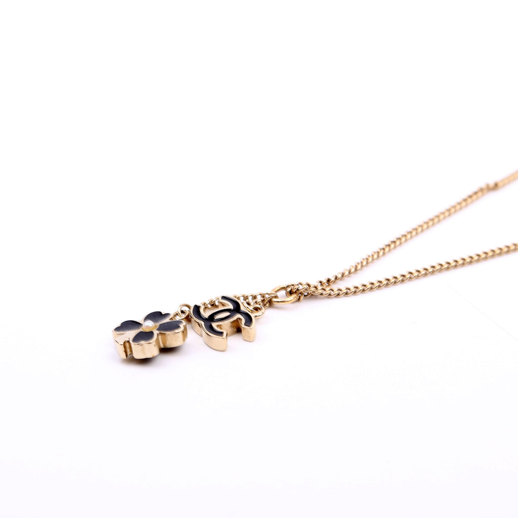 CC Clover Enamel Pendants Necklace Gold/Black