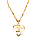 CC Heart Pendant Vintage Necklace Gold