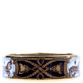 Printed Enamel Wide Bangle Bracelet Gold/Black