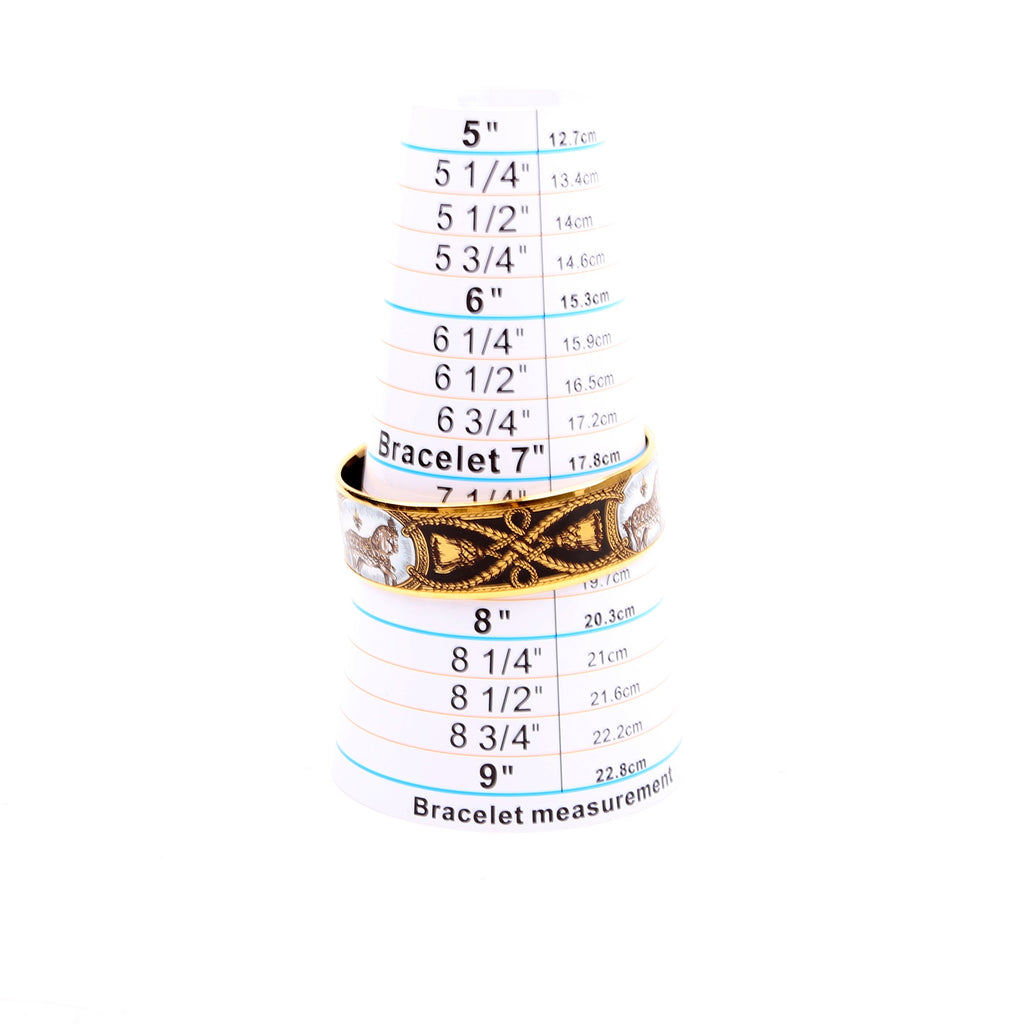 Printed Enamel Wide Bangle Bracelet Gold/Black