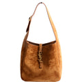 713938 Le 5 A 7 Suede Small Hobo Brown/Gold