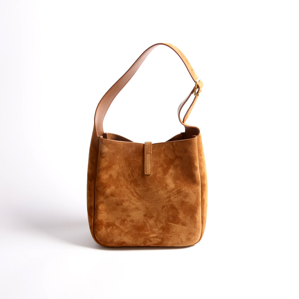 713938 Le 5 A 7 Suede Small Hobo Brown/Gold