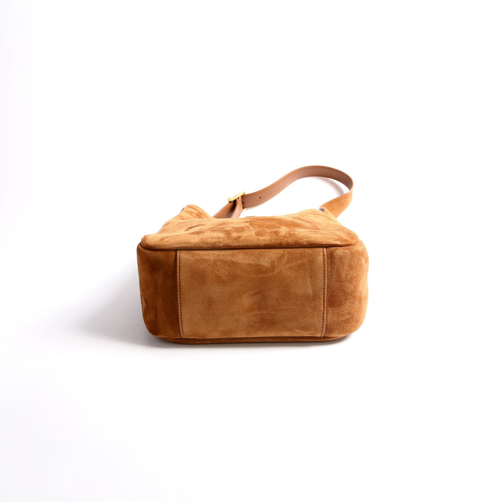 713938 Le 5 A 7 Suede Small Hobo Brown/Gold