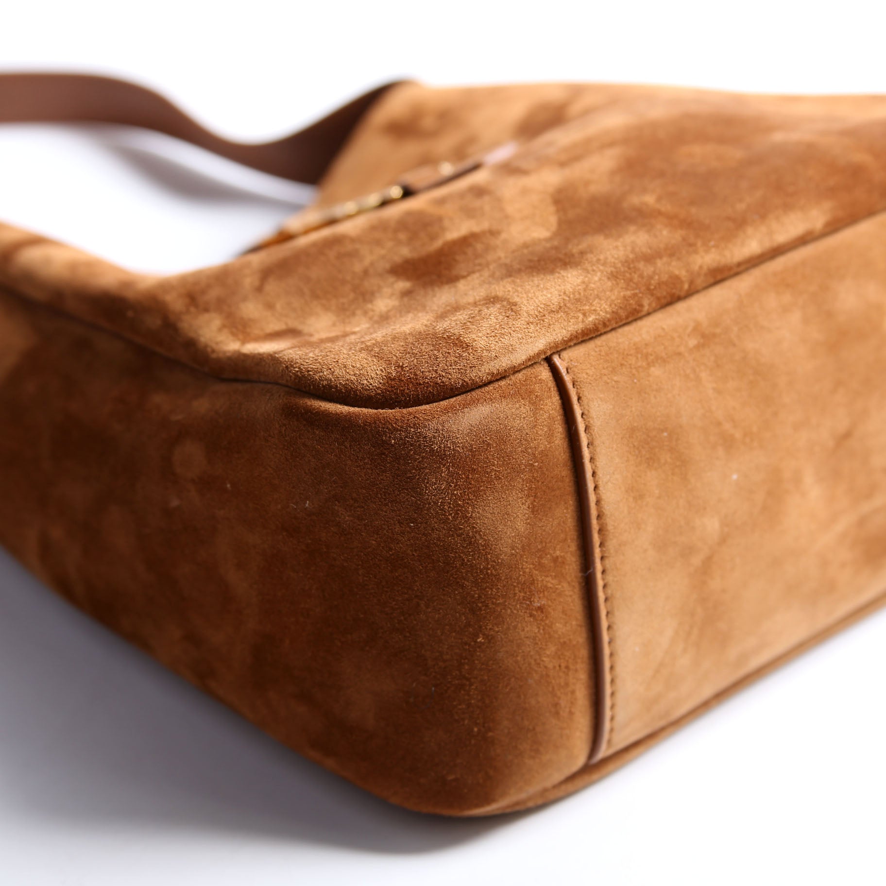 713938 Le 5 A 7 Suede Small Hobo Brown/Gold