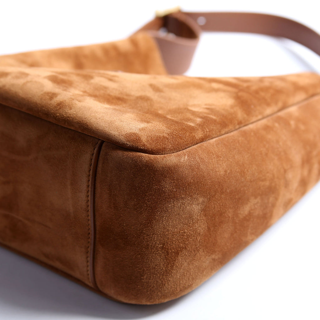 713938 Le 5 A 7 Suede Small Hobo Brown/Gold
