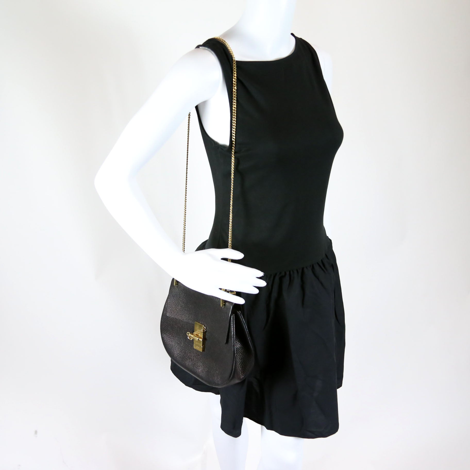 Drew Crossbody Small Black/Gold