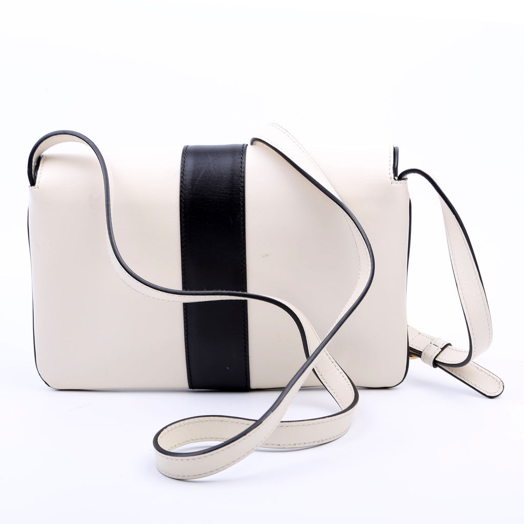 550129 Arli Flap Small Calfskin White/Black