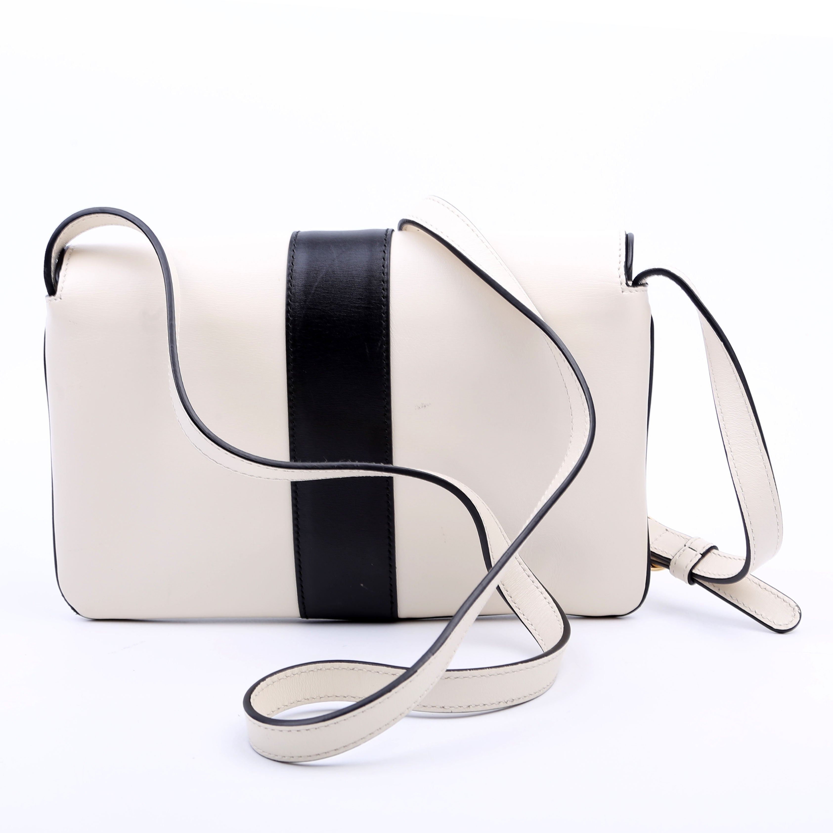 550129 Arli Flap Small Calfskin White/Black