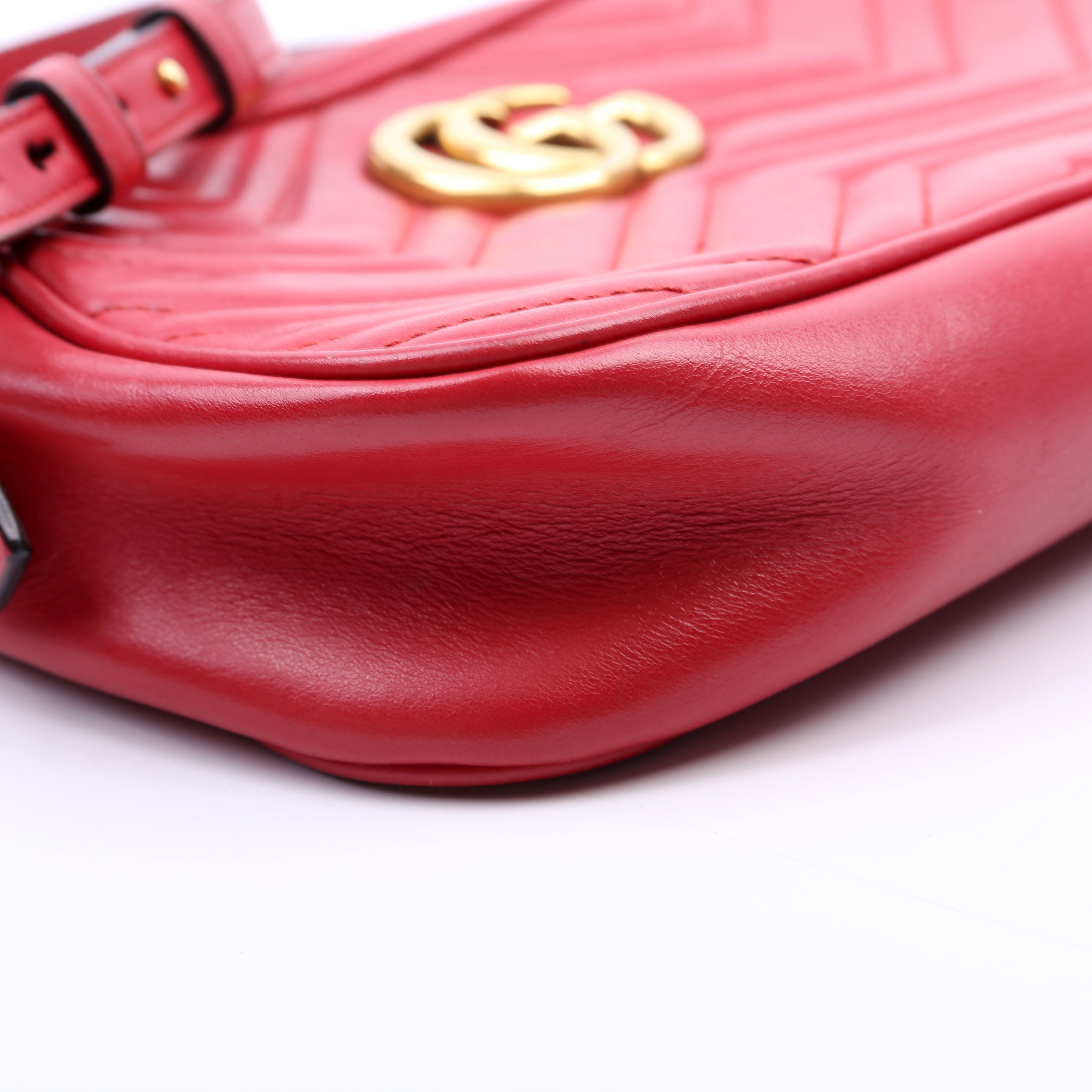 Gucci 447632 Marmont Small Leather Camera Red