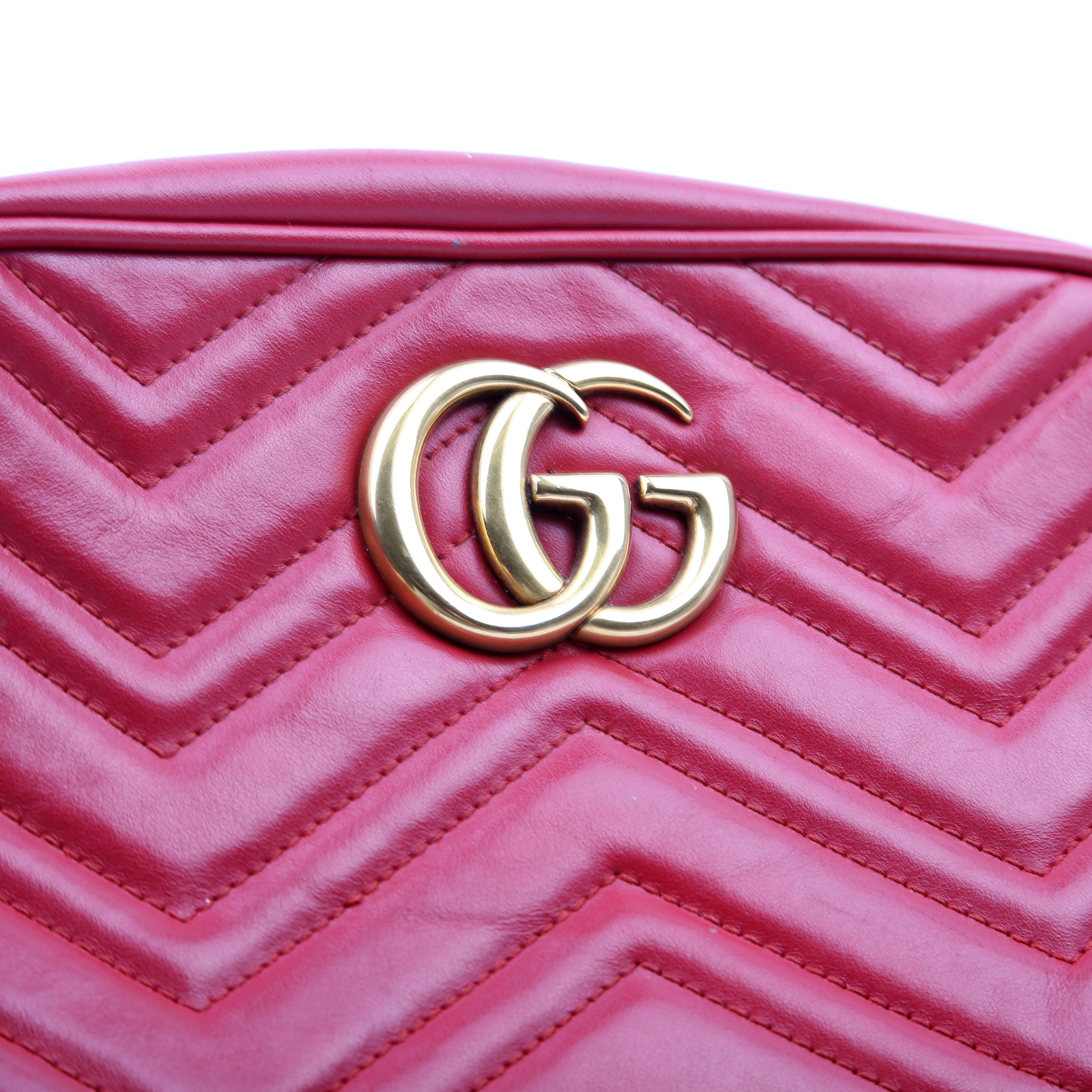 Gucci 447632 Marmont Small Leather Camera Red
