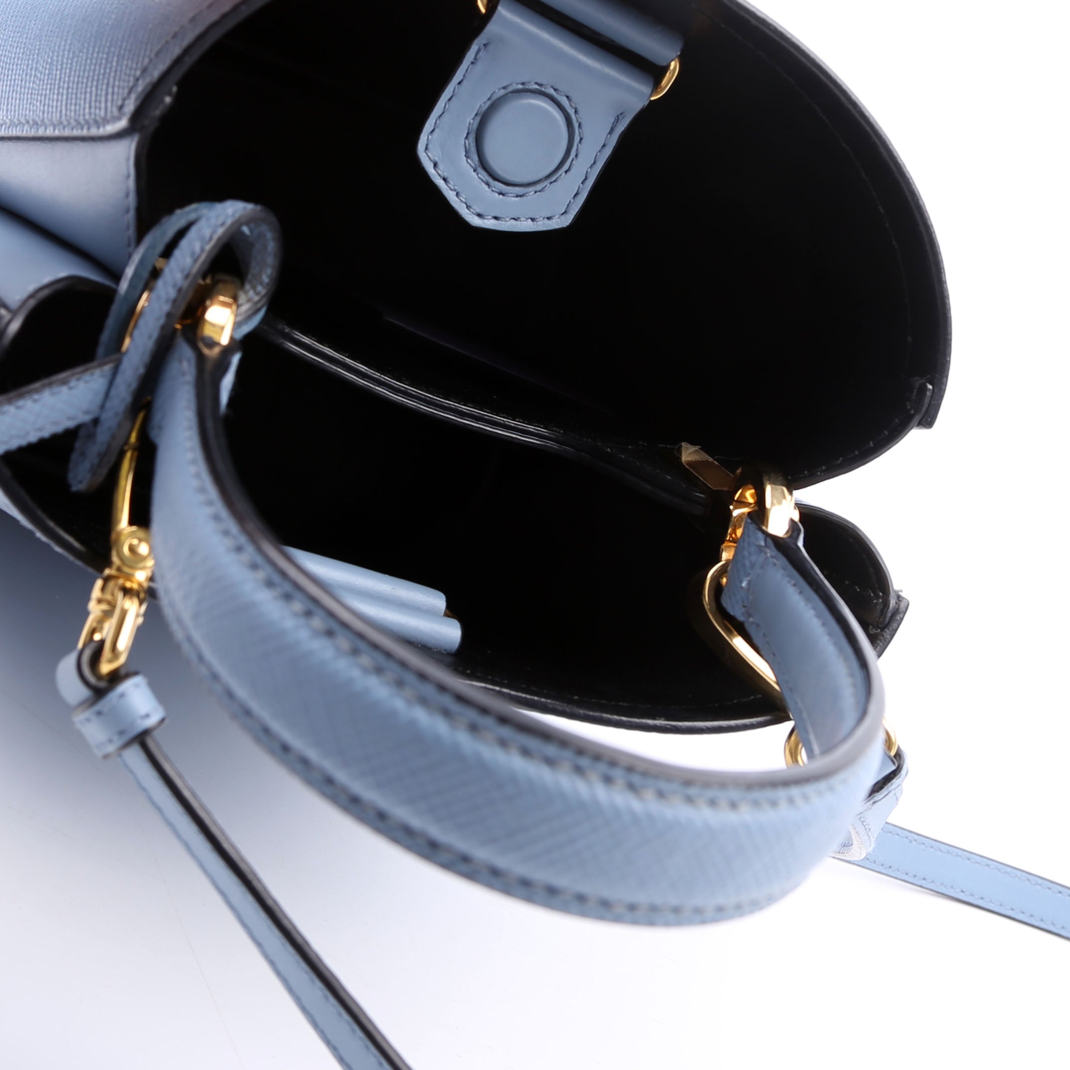 Saffiano Cuir Small Panier Bag Blue