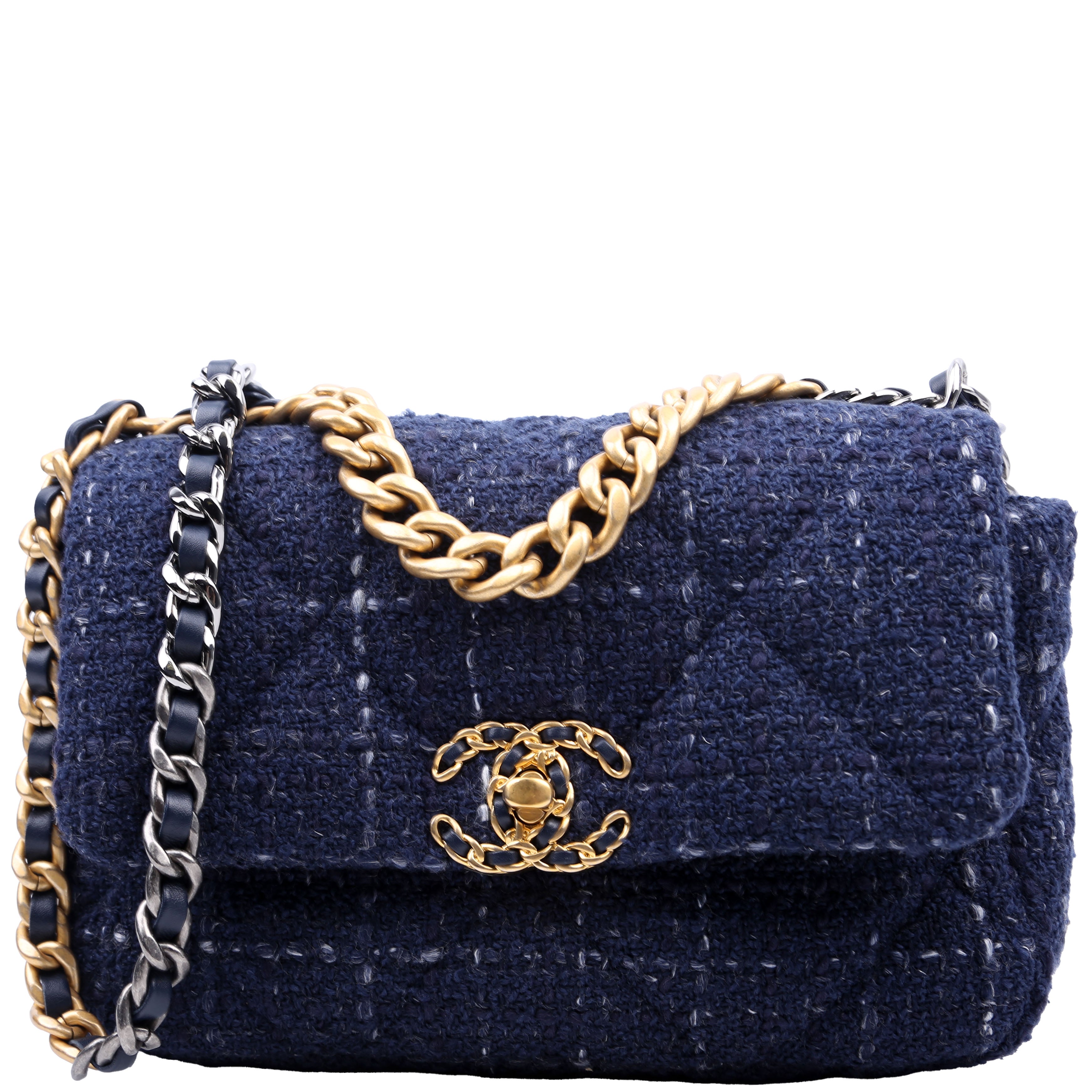 Chanel 19 Small Tweed RFID Navy