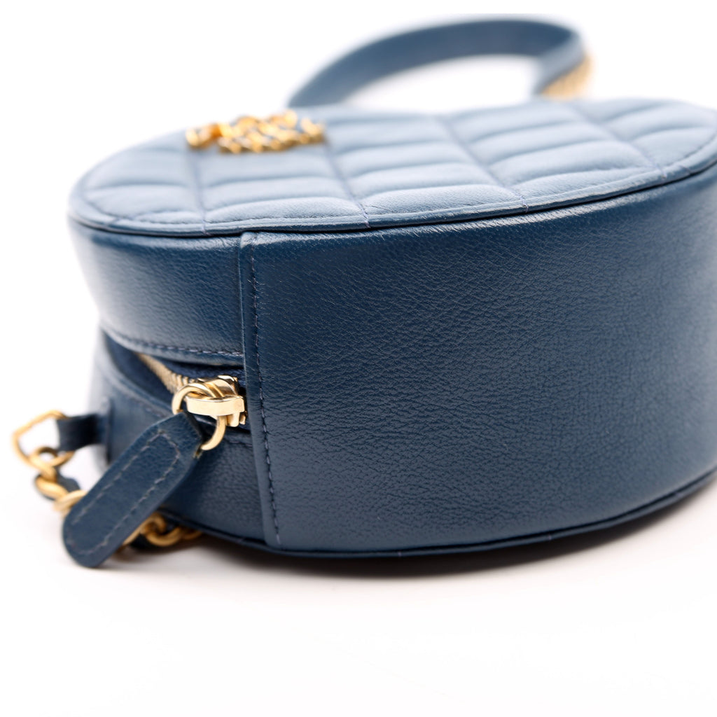 Infinity Round Clutch With Chain Quilted Lambskin 28M Blue