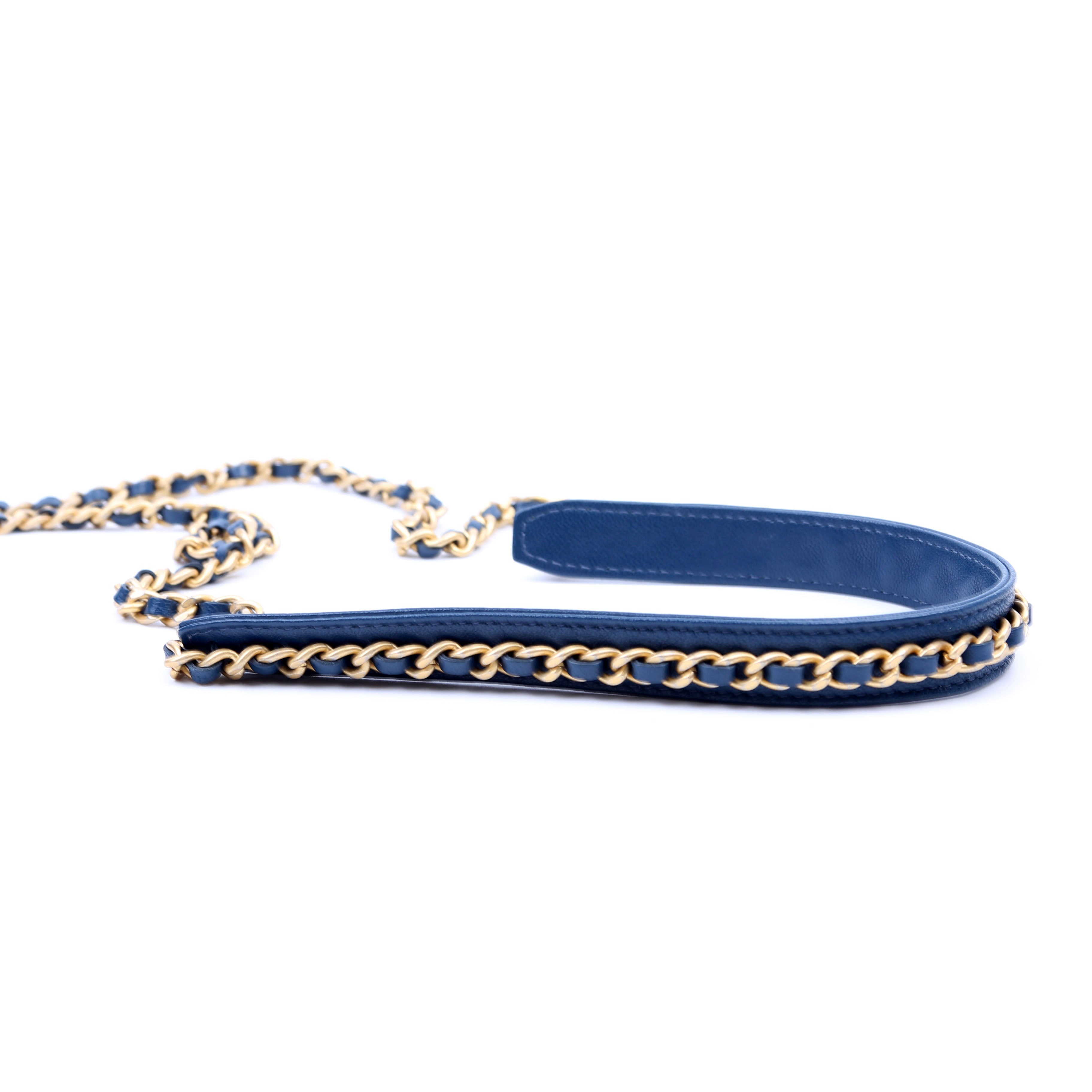 Infinity Round Clutch With Chain Quilted Lambskin 28M Blue