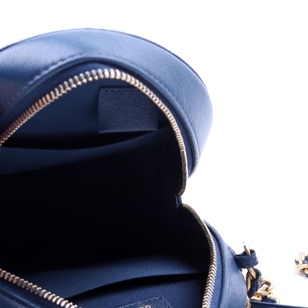 Infinity Round Clutch With Chain Quilted Lambskin 28M Blue