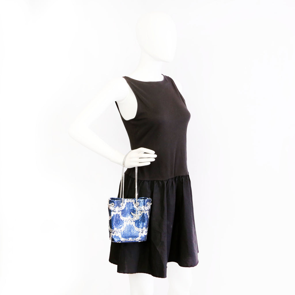 Himmel Sequin Bucket Bag Blue/Silver