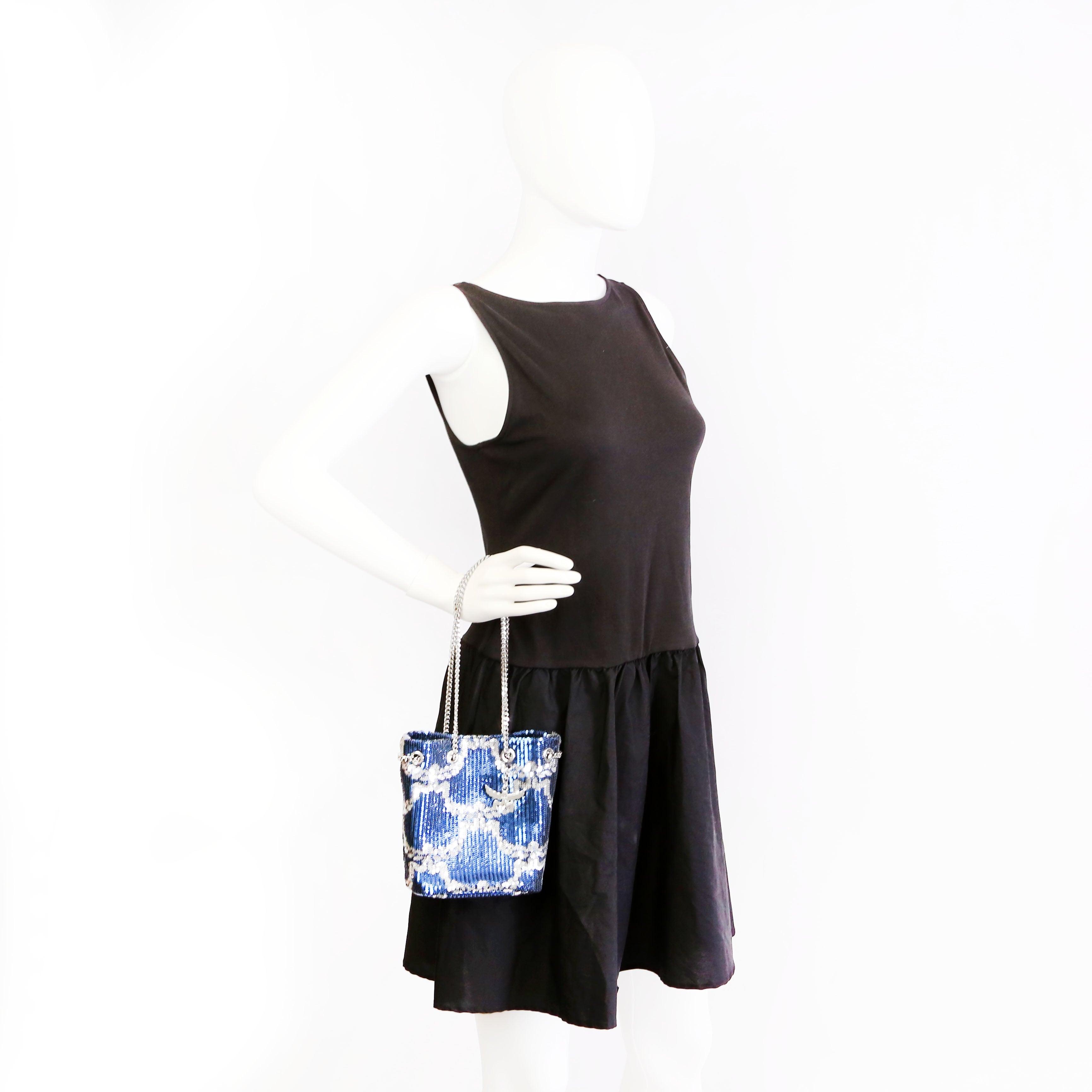 Himmel Sequin Bucket Bag Blue/Silver