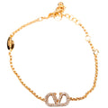 V Logo Signature With Swarovski Crystals Bracelet Gold