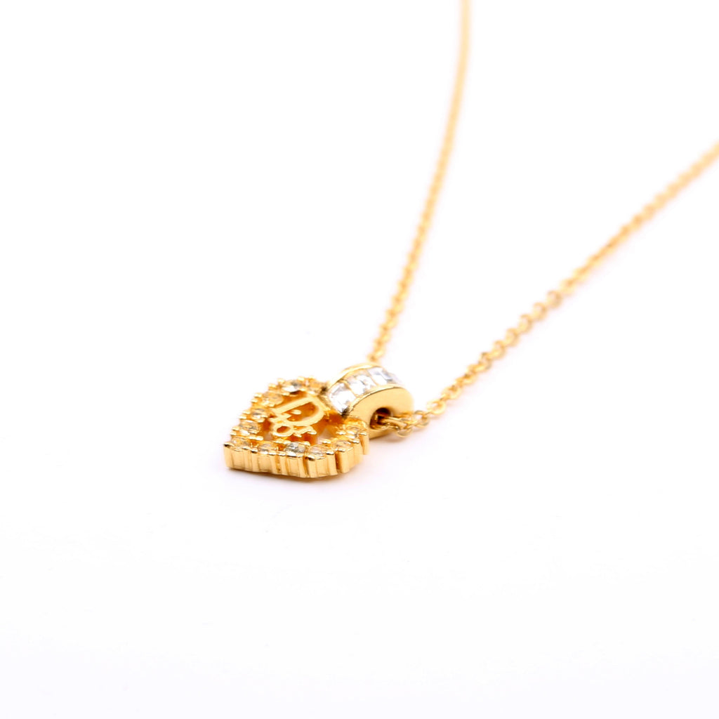 Crystal Heart Logo Pendant Necklace Gold