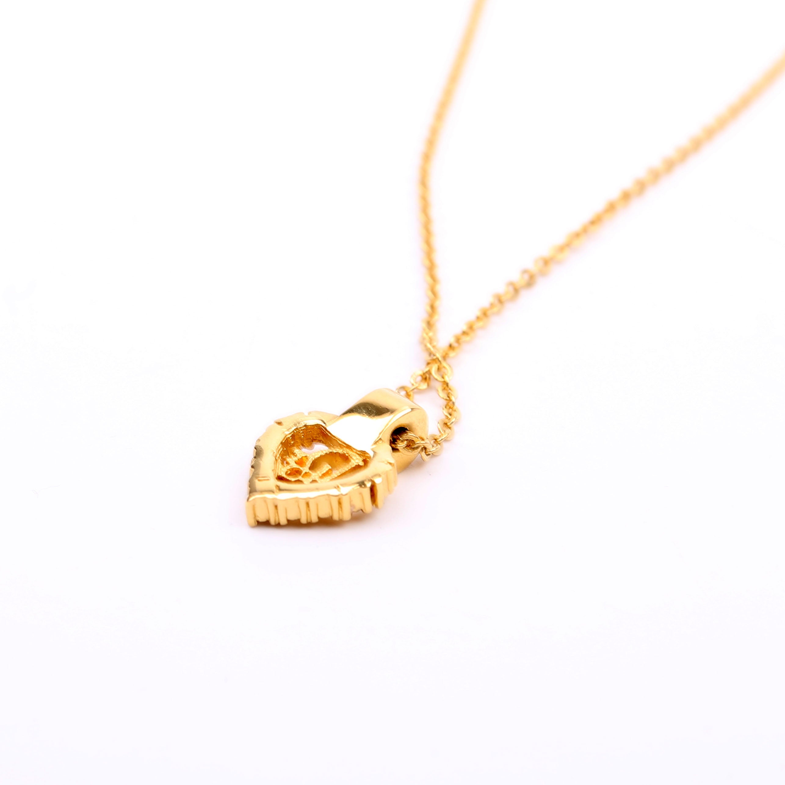 Crystal Heart Logo Pendant Necklace Gold