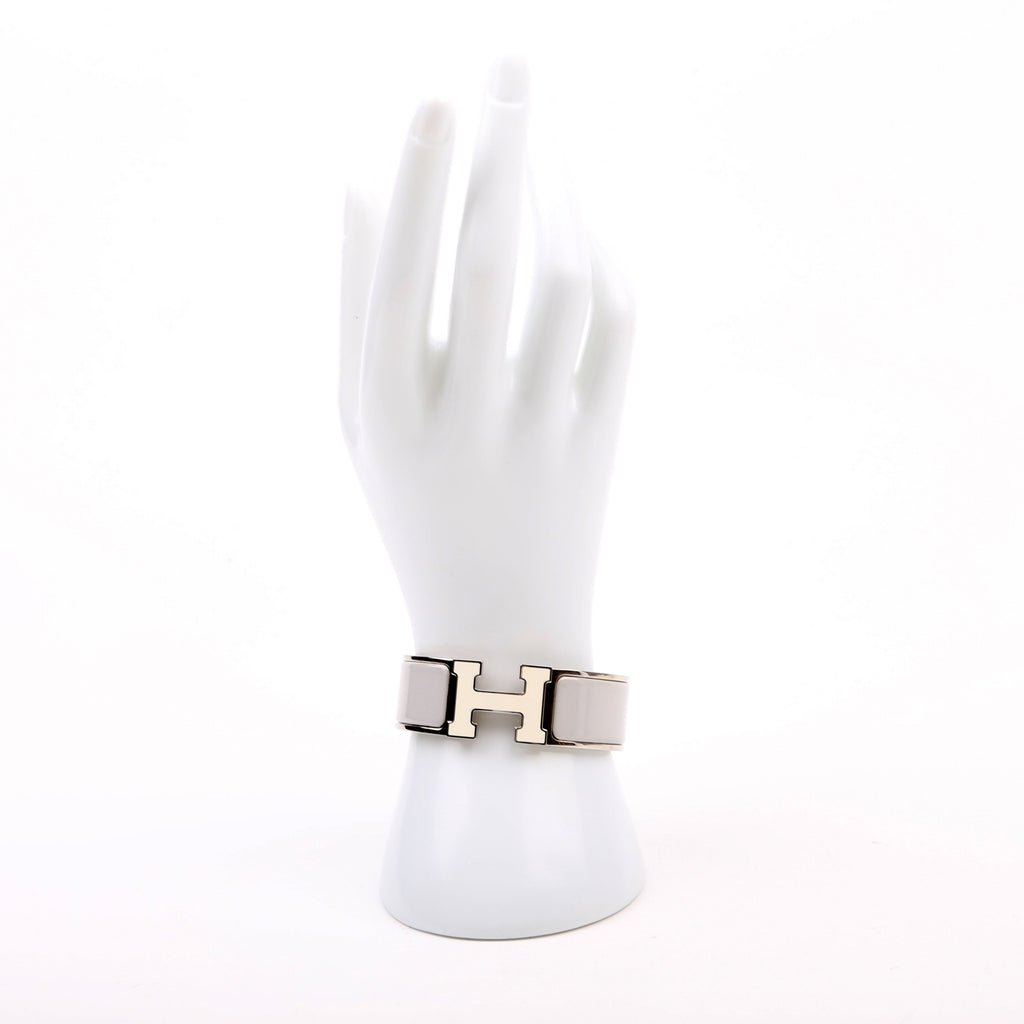 Clic Clac Enamel H Wide PM Bracelet Silver/Grey