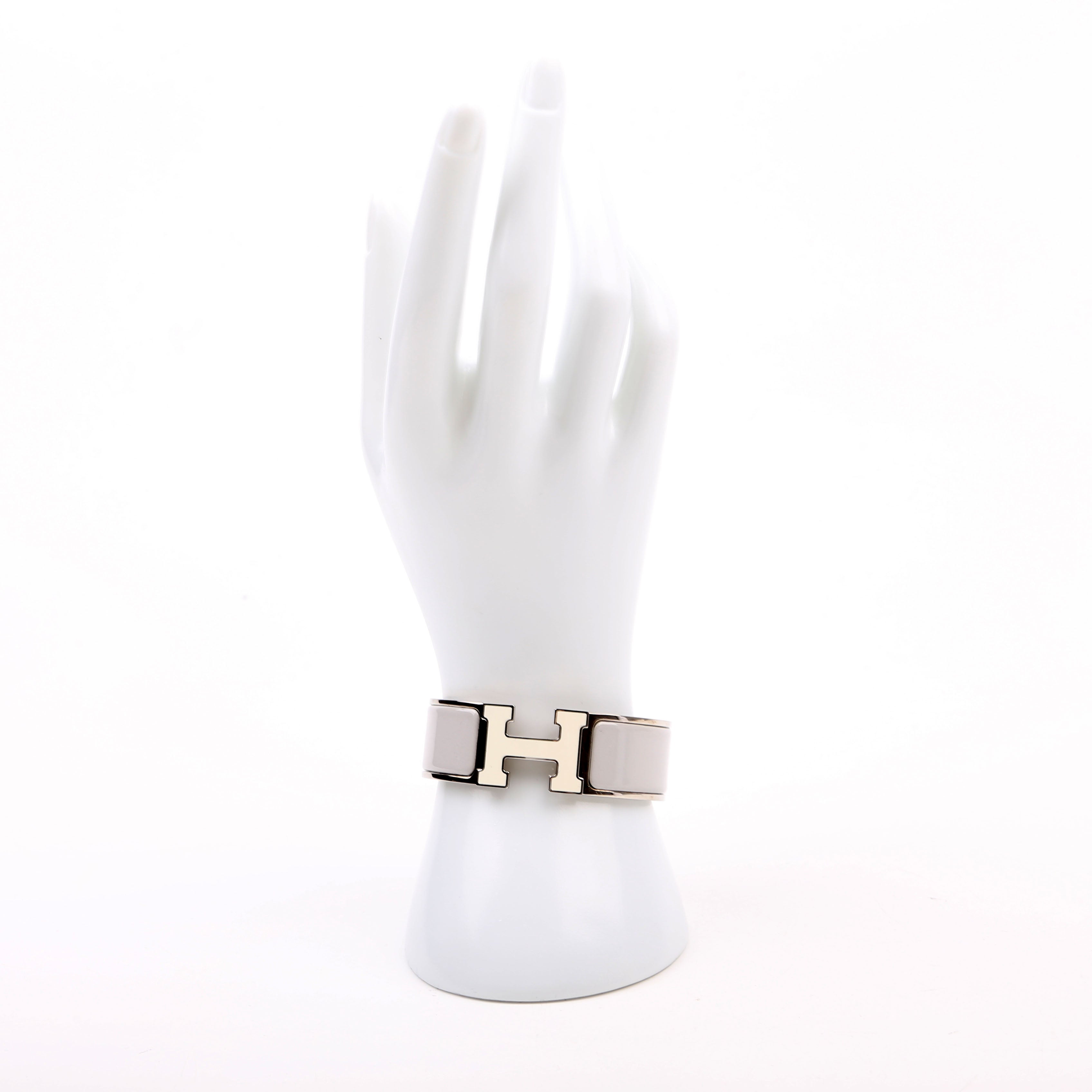 Clic Clac Enamel H Wide PM Bracelet Silver/Grey
