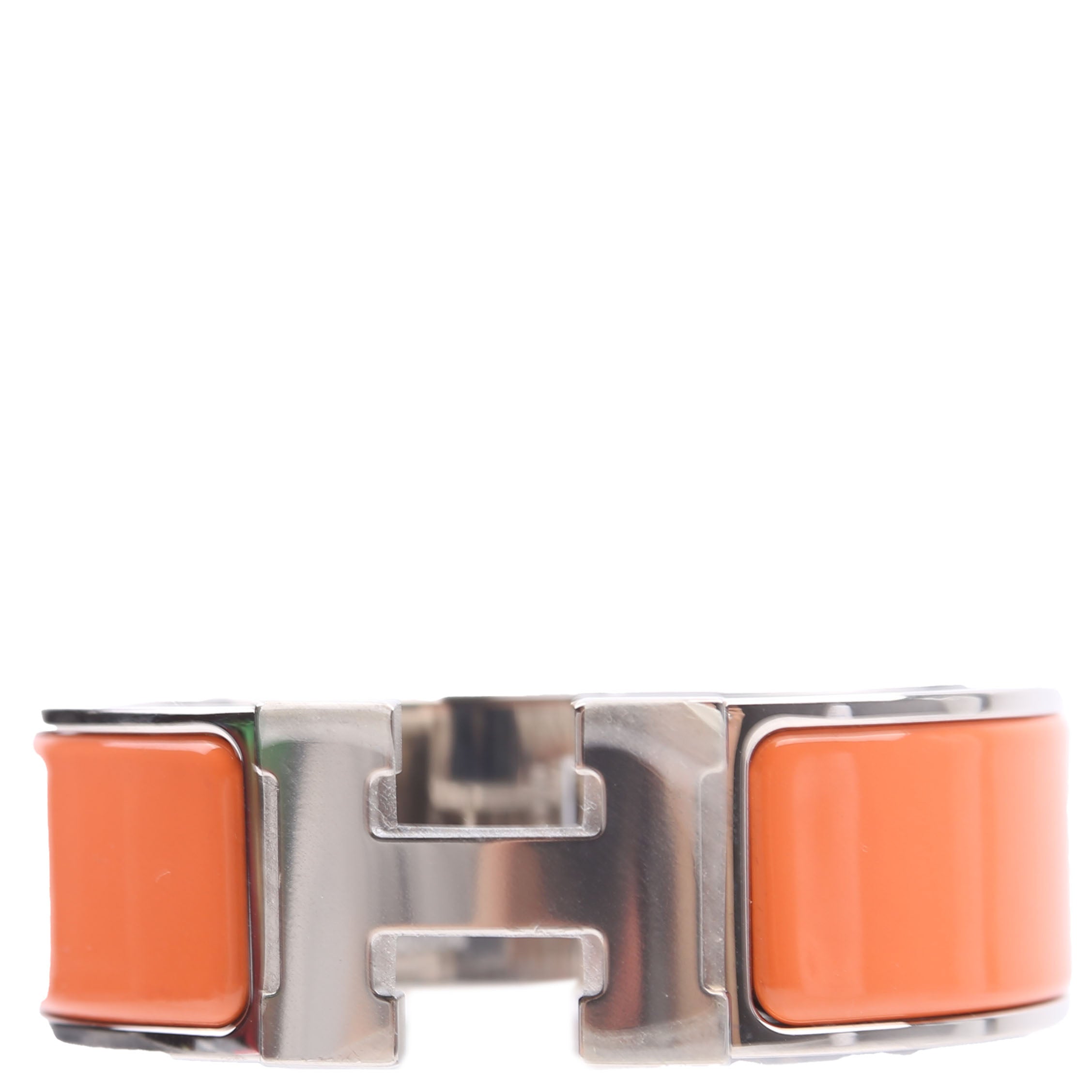 Hermes Clic Clac Wide PM Bracelet Silver/Orange