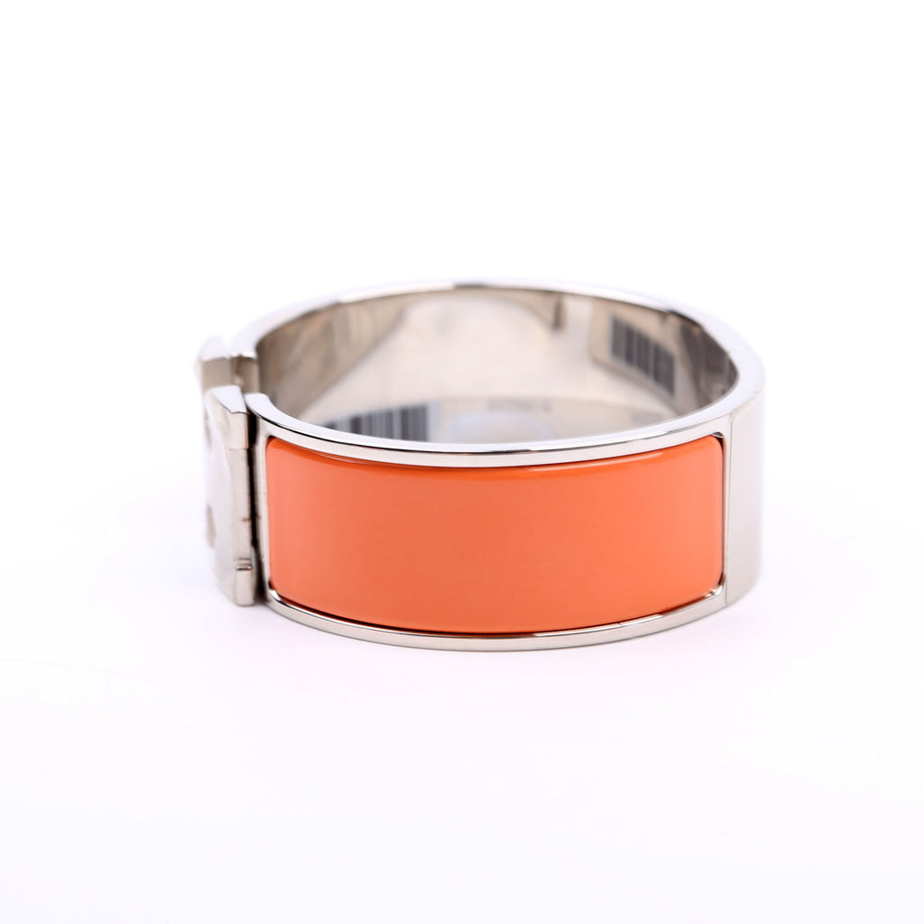 Hermes Clic Clac Wide PM Bracelet Silver/Orange