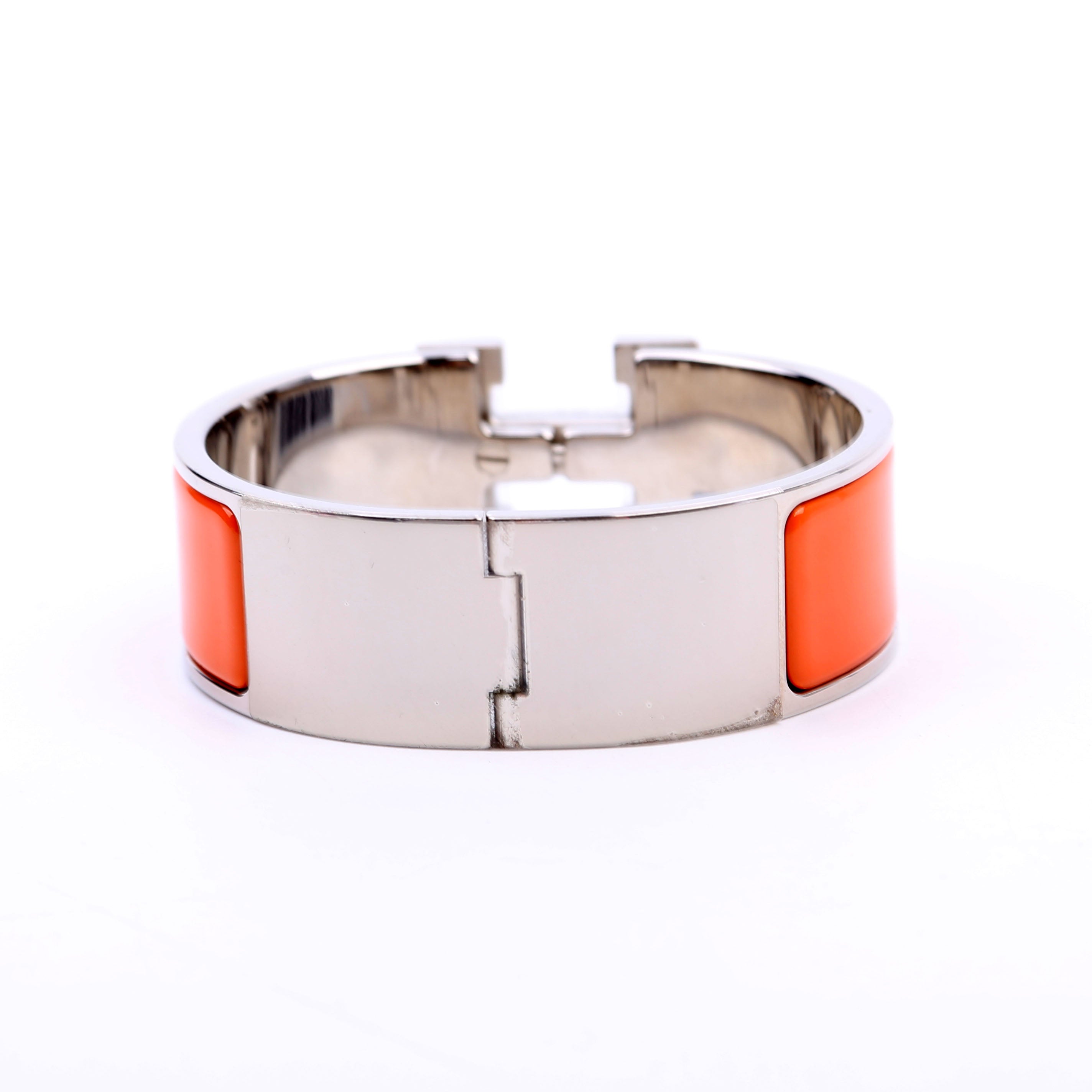 Hermes Clic Clac Wide PM Bracelet Silver/Orange