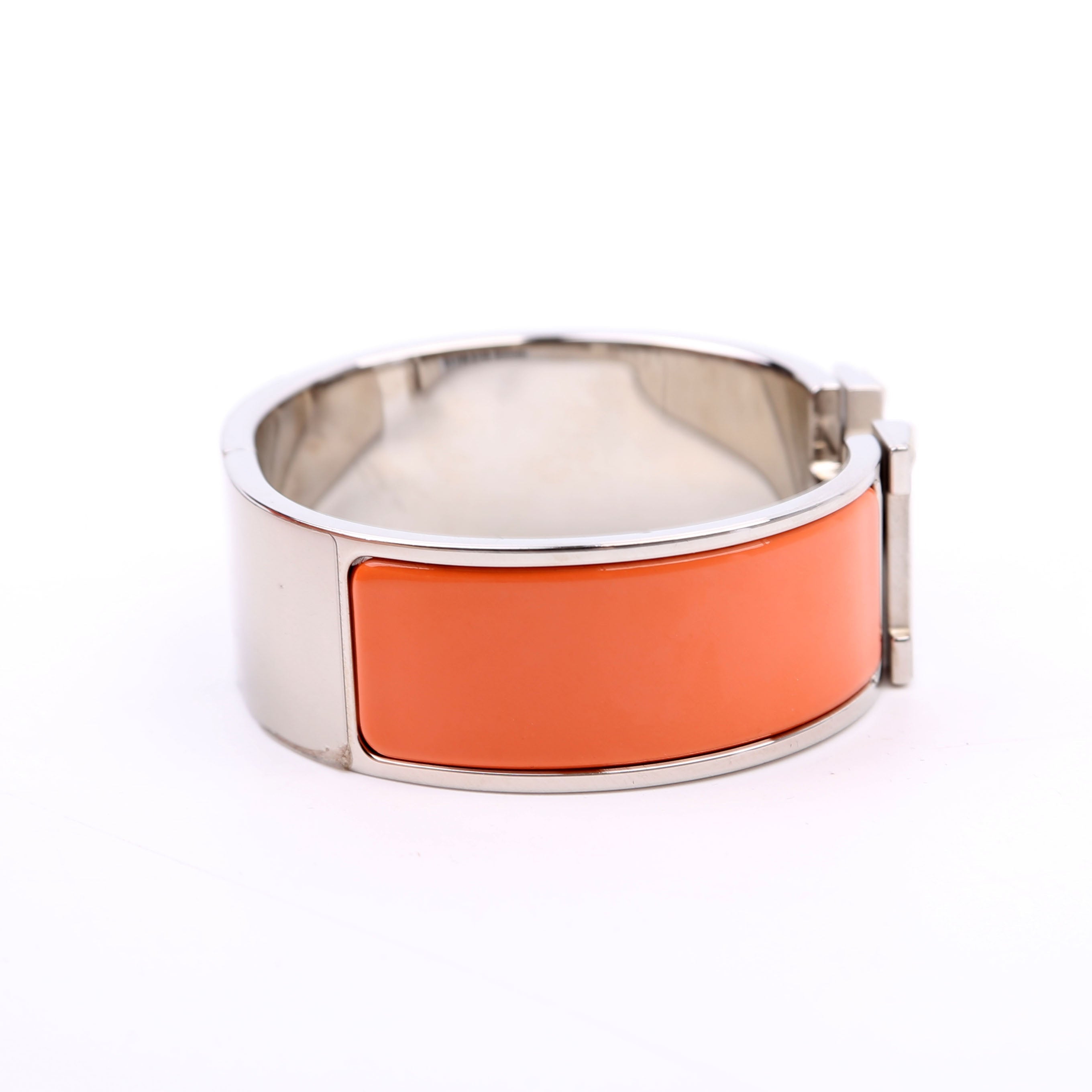Hermes Clic Clac Wide PM Bracelet Silver/Orange