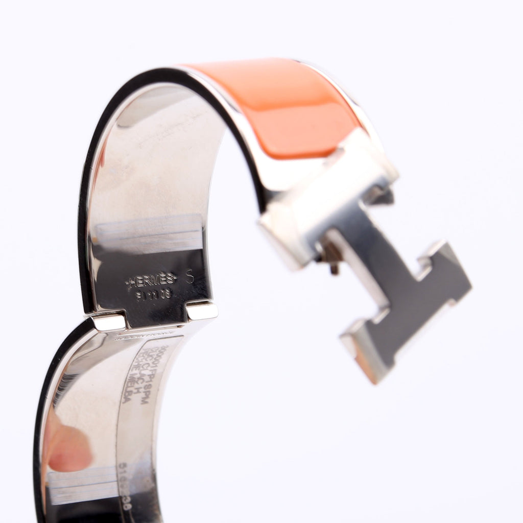 Hermes Clic Clac Wide PM Bracelet Silver/Orange