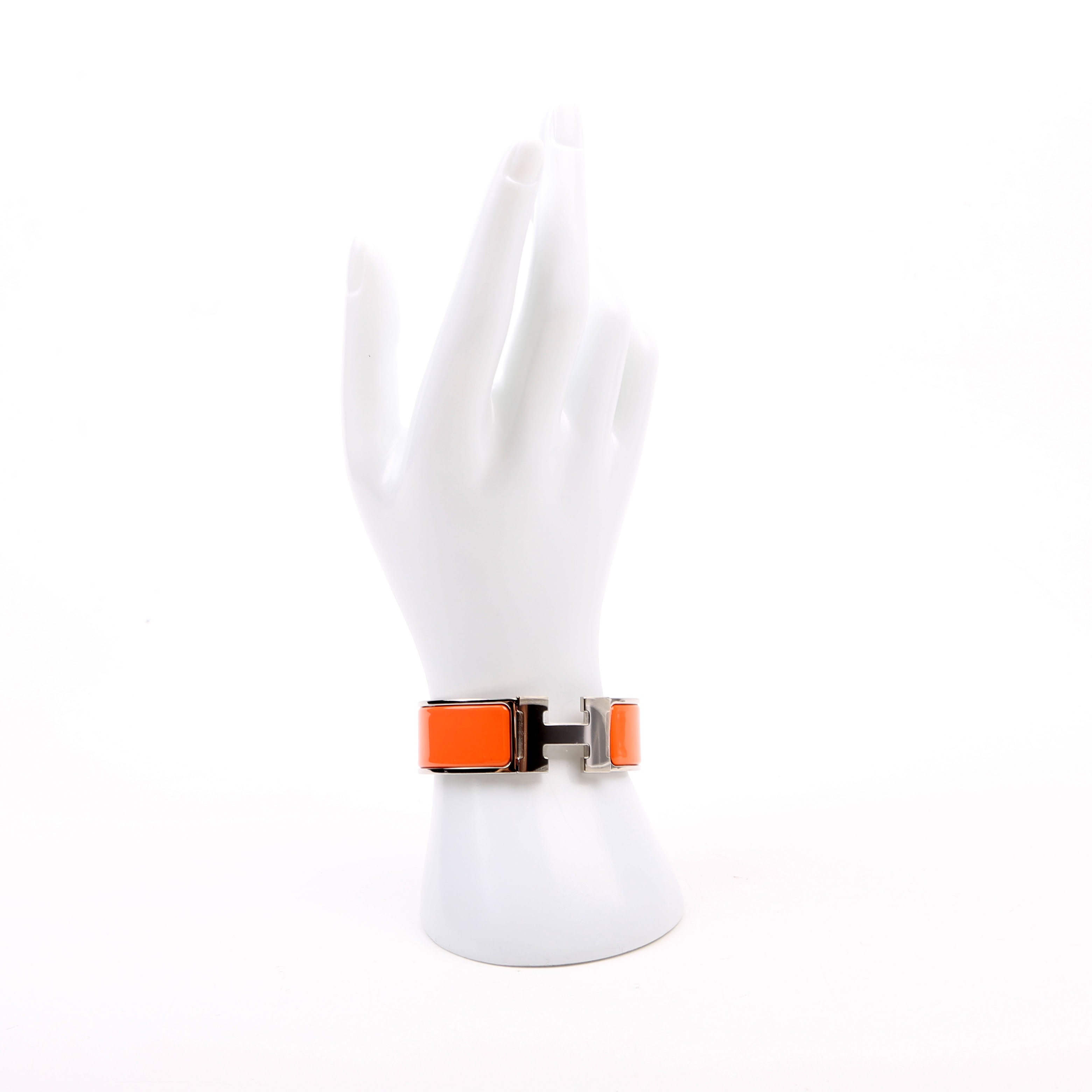 Hermes Clic Clac Wide PM Bracelet Silver/Orange