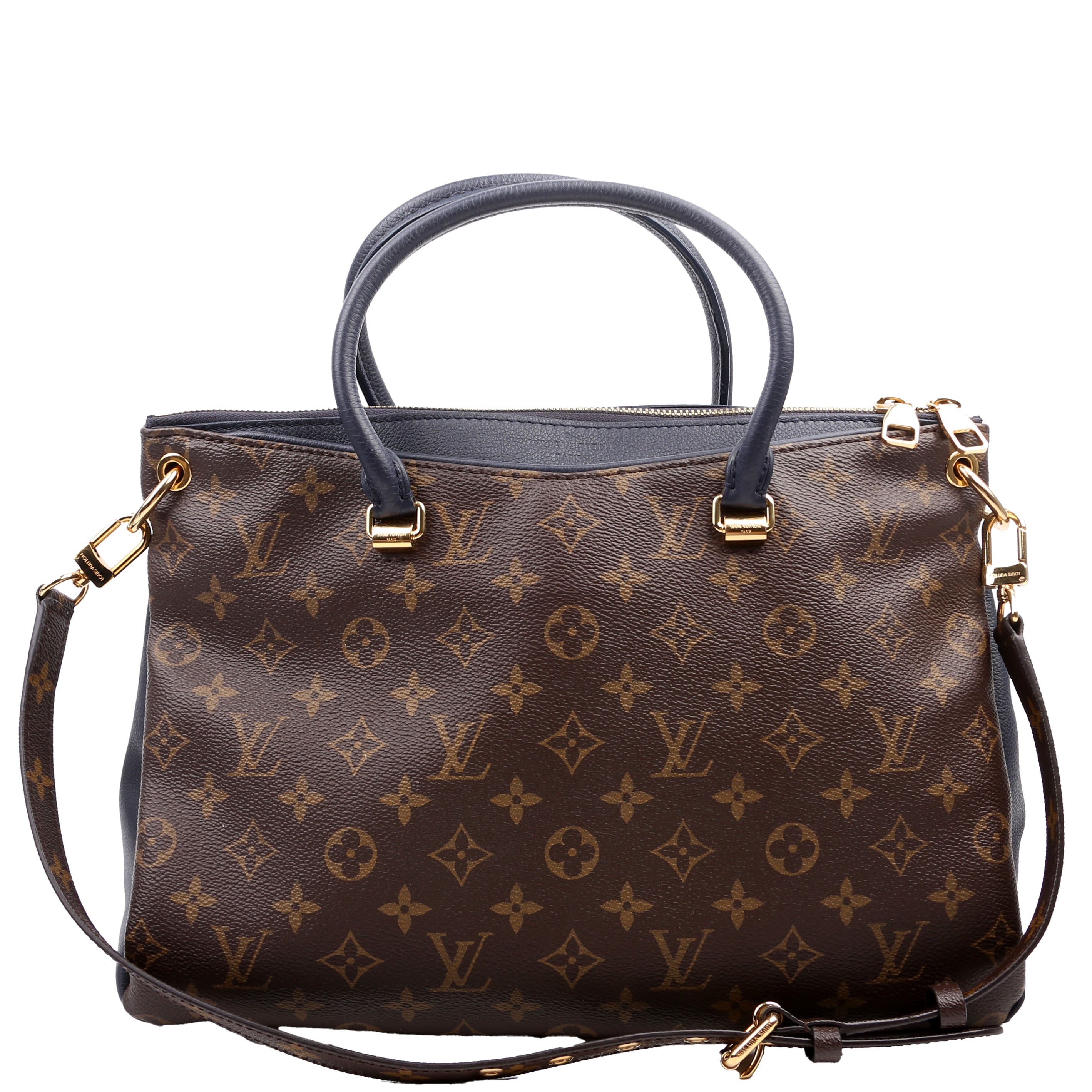 Pallas Tote Monogram Leather Side Navy